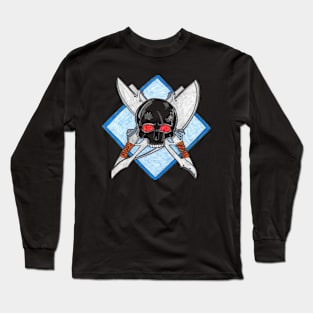 Damaged Skull and Crossed Gun Blades Long Sleeve T-Shirt